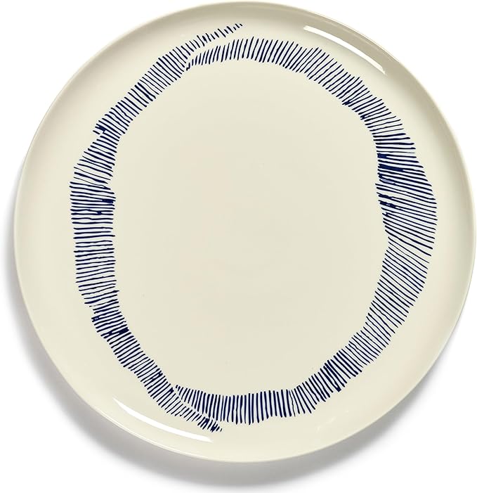 White Blue Serving Plate | Feast tableware by Ottolenghi | Serving Tray Dish Set for 1 | Stoneware Microwave Safe Plates | Farmhouse Kitchen and Dinnerware Sets for Home, Family, Party