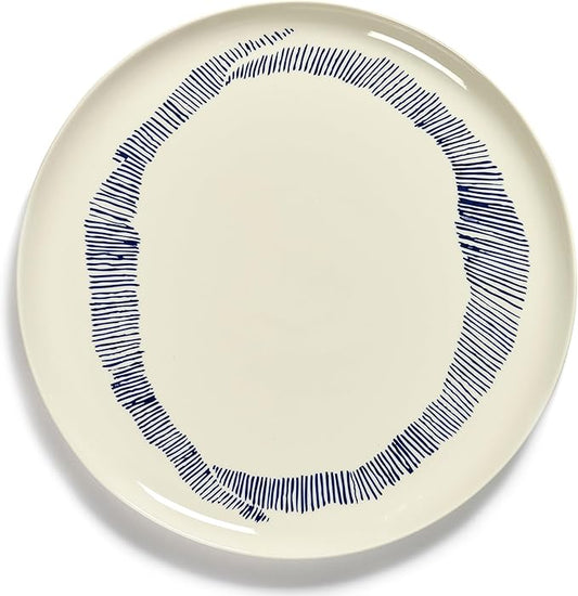 White Blue Serving Plate | Feast tableware by Ottolenghi | Serving Tray Dish Set for 1 | Stoneware Microwave Safe Plates | Farmhouse Kitchen and Dinnerware Sets for Home, Family, Party