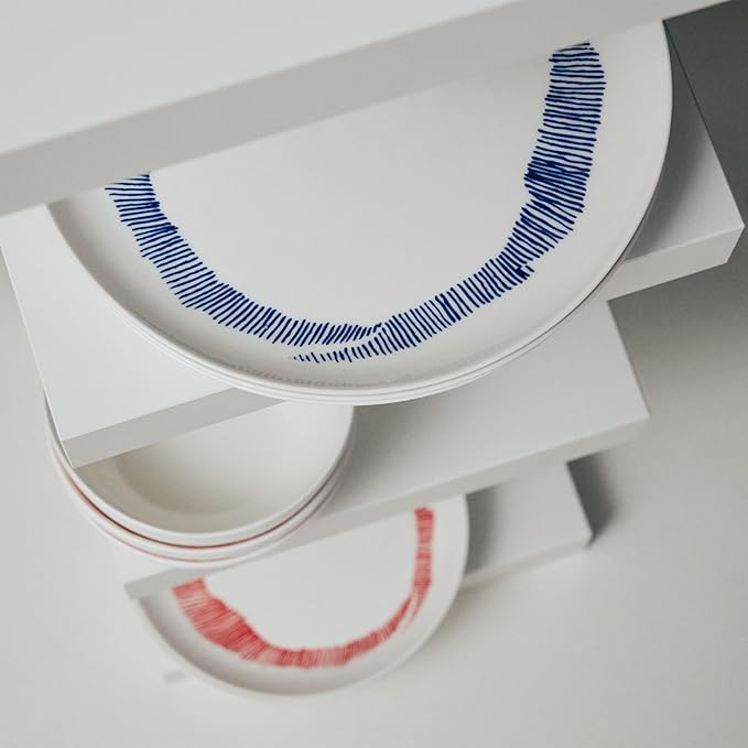 Appetizer Plate | Feast tableware by Ottolenghi | 2 Starter Plates | Stoneware Dinnerware Set in white red | luxury Dishware Set for Dinner at Home, Party, Christmas | Kitchen Sets