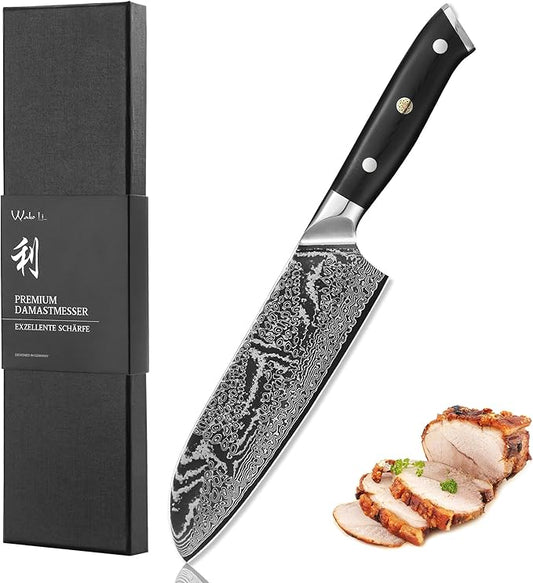 Wakoli NIT Santoku Knife – 7.1-Inch Professional Damascus Kitchen Knife | 67-Layer VG10 Core Steel Blade | Ergonomic G10 Handle | High-Performance Japanese-Style Chef’s Knife in Gift Box
