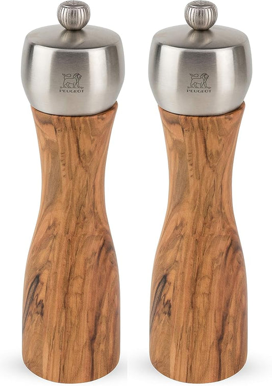 Peugeot Fidji 8-Inch Pepper & Salt Mill Set, Olive Wood