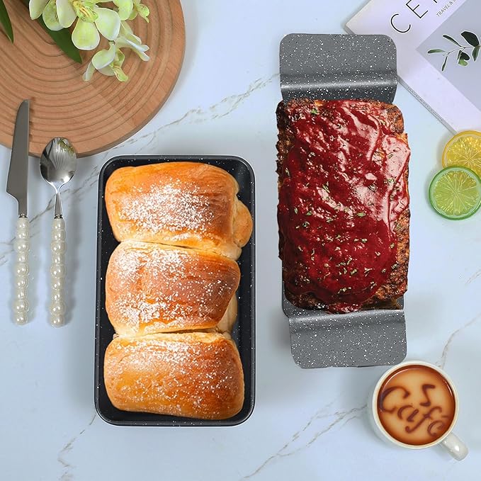 9x5 Meatloaf Pan with Drain Tray, Heavy-Gauge Carbon Steel Nonstick Loaf Pan for Baking Bread, Oven-Safe Healthy Baking Pan for Meatloaf, Banana Bread, Sandwich Bread