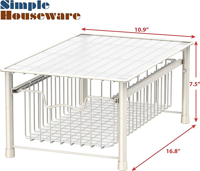 Simple Houseware Stackable Basket Drawer, White