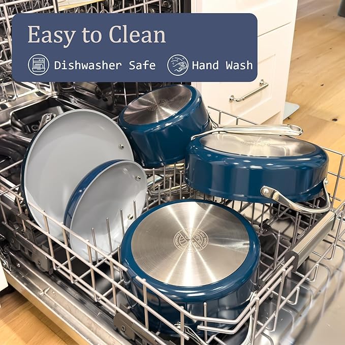 Nonstick Ceramic Frying Pan 10" Non Toxic Cooking Skillet for Eggs Pancakes & Stir Fry Even Heat Distribution PTFE/PFOA/PFAS Free Oven Safe Up to 500°F All Cooktops Compatible, Olive Green