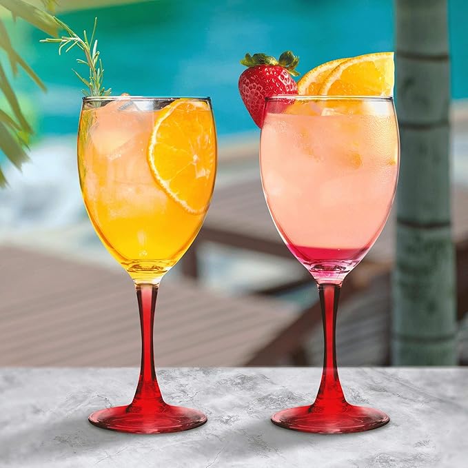 DISCOUNT PROMOS Nuance Wine Glasses by ARC 10.5 oz. Set of 10, Bulk Pack - Restaurant Glassware, Perfect for Red Wine, White Wine, Cocktails - Red