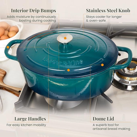 Larder & Vine 20 Piece Cookware Set (Bondi) | Dutch Oven, Utensil Set, Braiser, and Trivets