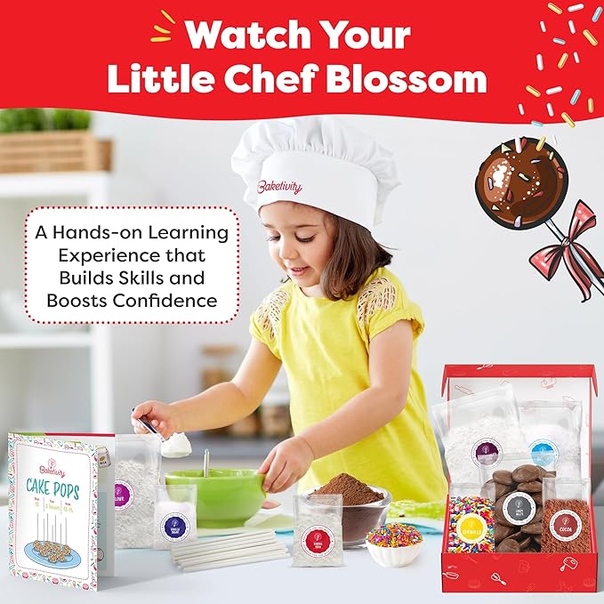 Baketivity Rainbow Bagel & Cake Pop Baking Kit Bundle – Kids Baking Set with Pre-Measured Kosher Ingredients, Illustrated Instructions & Video Guide – Fun Cooking Activity for Ages 6-12+