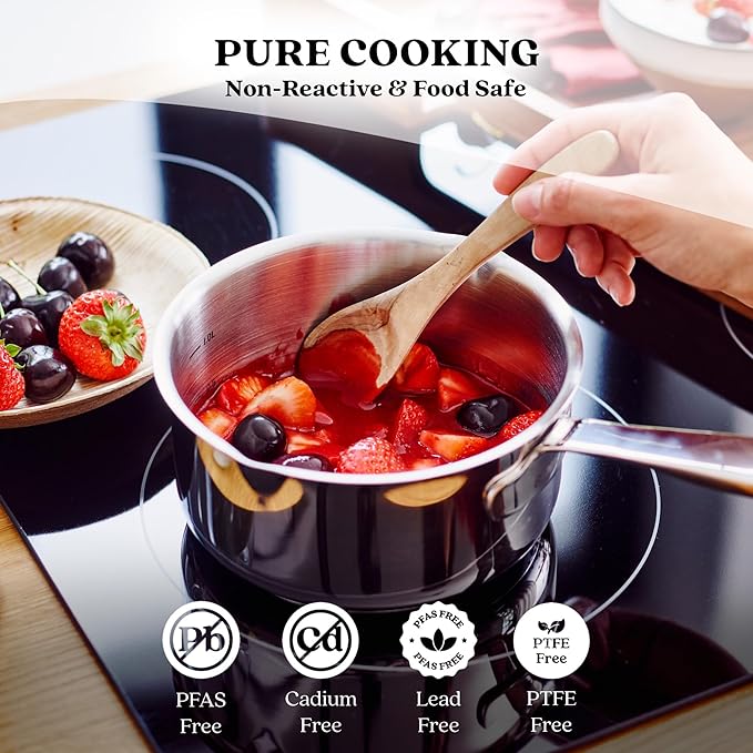 Alva Maestro Cookware Set 10-Piece Set - Stainless Steel Pots and Nonstick Ceramic Frying Pans - Oven Safe, Easy to Clean and Made without PFAS, PFOA & PTFE - Induction and All Stovetop Compatible