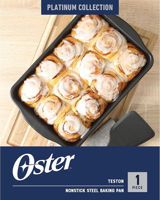 Oster Teston 13 x 9 Inch Rectangular Nonstick Carbon Steel Cake/Baking Pan - Matte Black