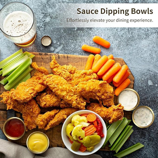 12 Pcs Sauce Dipping Bowls, 2 oz/59 ml 304 Stainless Steel Mini Sauce Cups for Ketchup Dressing Home Party Restaurant Kitchen (Gold)