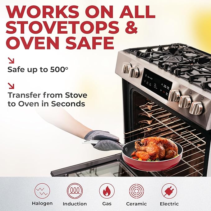 Gotham Steel 10 Piece Pots and Pans Set Non Stick Cookware Set, Kitchen Cookware Sets, Pot and Pan Set, Pot Set, Non Toxic Cookware Set, Frying Pan Set, Dishwasher Safe