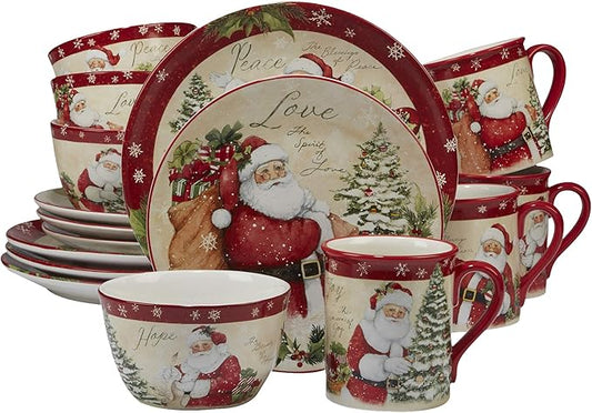 Holiday Wishes 16 piece Dinnerware Set, Set of 4, One Size, Mulicolored