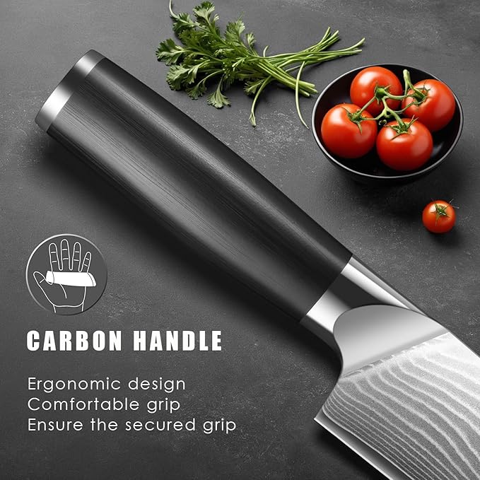 3 Pieces Chef Knife Set, Professional Japanese High Carbon Stainless Steel Kitchen Knife Set, Ultra Sharp Chef Knives Sets with Ergonomic Color Wooden Handle
