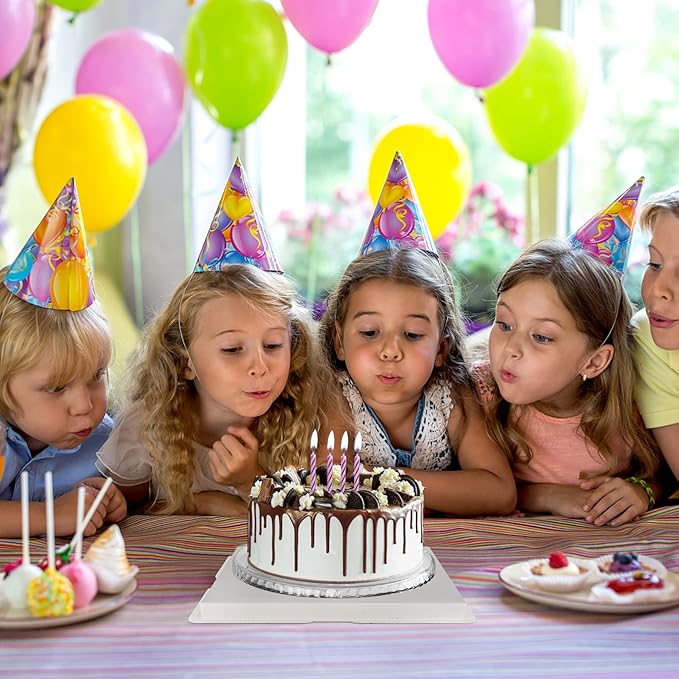 4 Pack Clear Cake Box Carrier 10" X 10" X 9" Cake Packaging Container with Ribbon Transparent Boxes with Lid Gift Package for Birthday Wedding Party, Pink