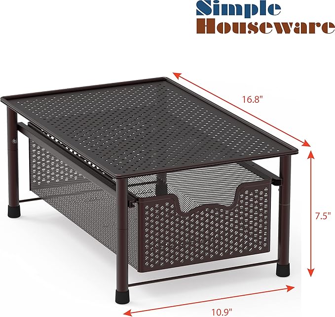 Simple Houseware Stackable Cabinet Basket Drawer Organizer, Bronze