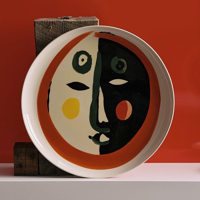 White Serving Plate with Face | Feast tableware by Ottolenghi | Serving Tray Dish Set for 1 | Stoneware Microwave Safe Plates | Dinnerware Sets for Home, Party