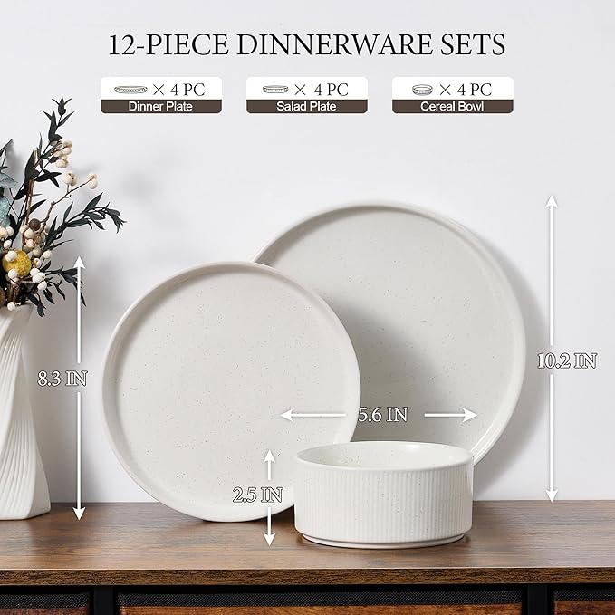 12-Piece Plates and Bowls Sets