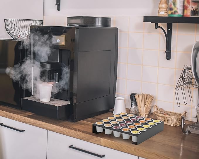 MyLifeUNIT K Cup Organizer Drawer Countertop Wall Mounted K Cup Holder Coffee Pod Storage Holder for Coffee Station, Office and Kitchen, Black