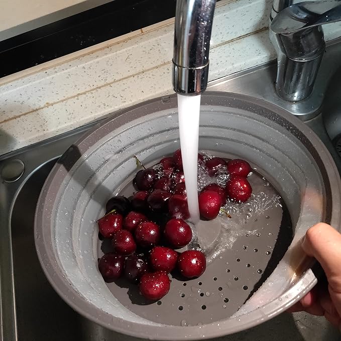 WENWELL Vented Collapsible Microwave Splatter Cover for Food,Kitchen Gadget dish bowl Plate Proof lid Can be Hung,Dishwasher-Safe,BPA-Free Silicone & Plastic,10.5 inchs,gray