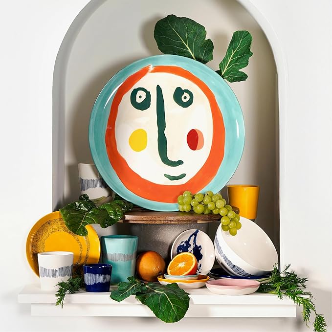 Breakfast Plate | Feast tableware by Ottolenghi | 2 Dessert Plates | Stoneware Dinnerware Set in mixed color | luxury Dishware for Dinner at Home, Party, Cake, Christmas | Kitchen Sets