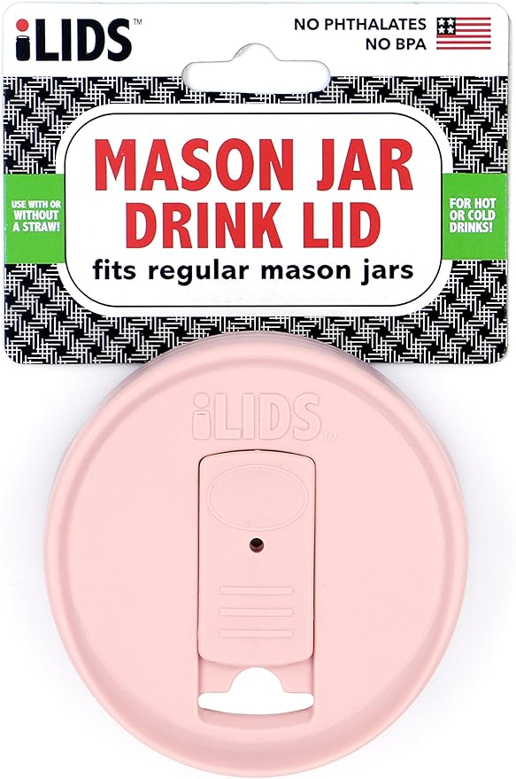 Mason Jar Drink Lid, Regular Mouth, Pastel Colors, Pack of 4