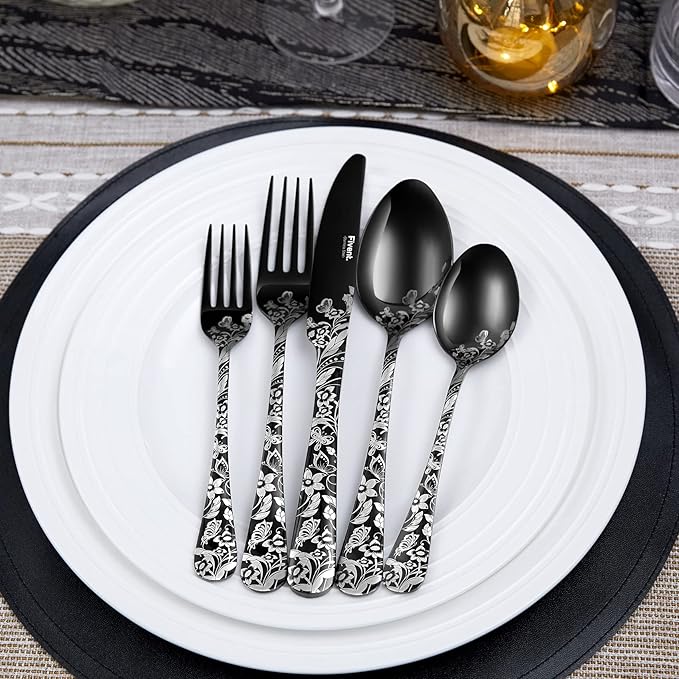Black Cutlery Set - 20 pcs