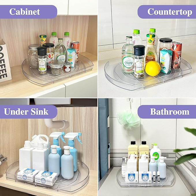 360° Rotating Lazy Susan Turntable - Multifunctional Rectangular Organizer 16.5" x 11.1" for Refrigerator, Cabinet, Pantry, and Kitchen Countertop (1 Pack)