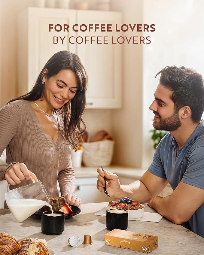 ROSSO CAFFÈ Espresso Coffee Pods for Nespresso Original Machines - 80 Capsules Flavored Pack, 4 Rich and Balanced Flavors (Chocolate, Vanilla, Crème Caramel, Hazelnut) - Made in Italy