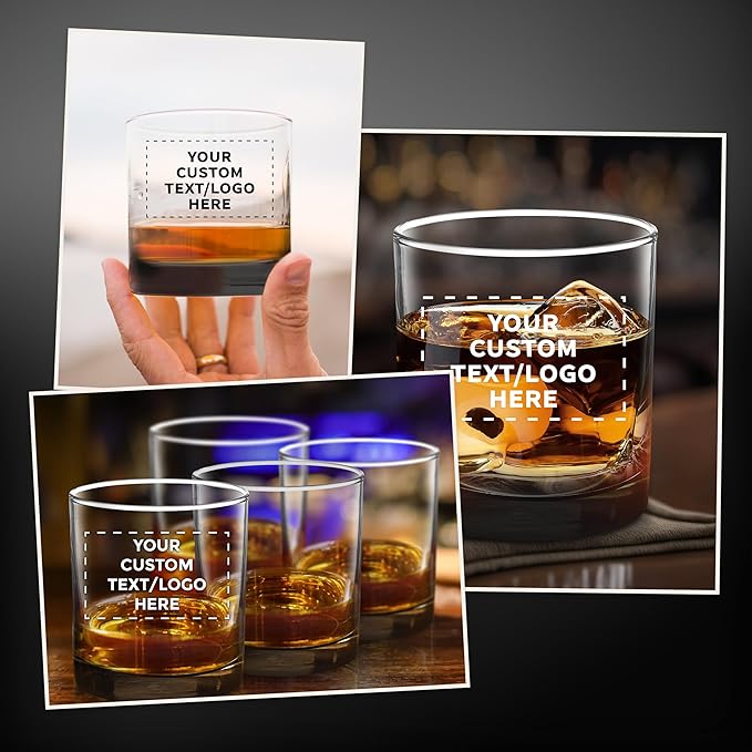 Custom Lexington Rocks Whiskey Glass 10.5 oz, Set of 96, Personalized Bulk Pack - Perfect for Scotch, Bourbon, Whiskey, Cocktail - Black