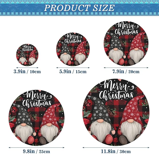5 Pcs Bowl Covers Reusable in 5 Size Elastic Food Cover Cloth Lids Fresh Keeping Dish Cookware Bakeware Fabric Covers Lids for Food Leftovers Fruits Storage Red Black Checkered Christmas Gn