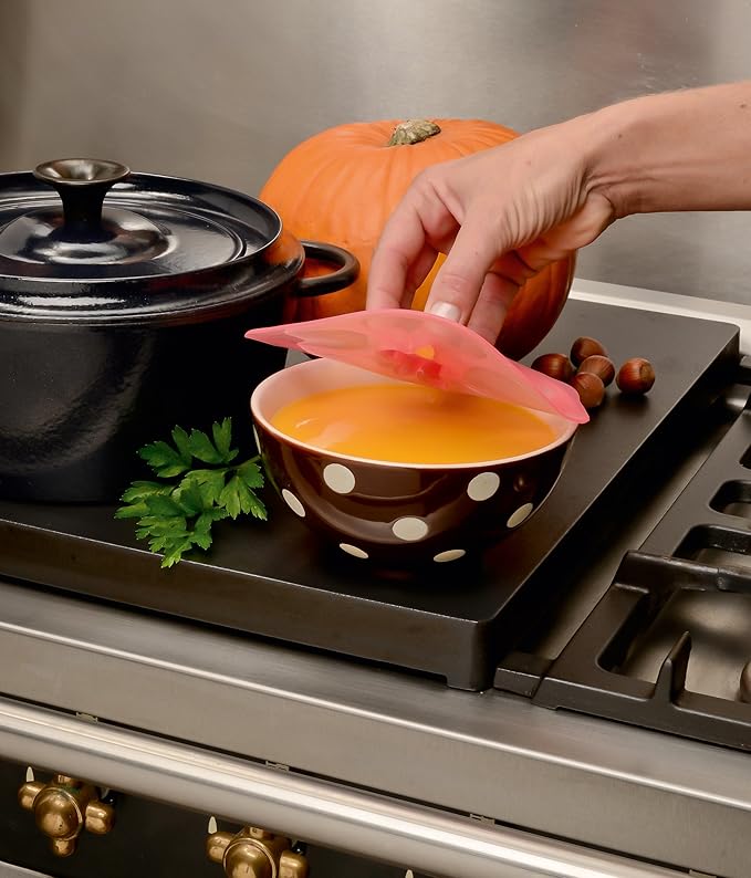 Charles Viancin - Hibiscus Silicone Lid for Food Storage and Cooking - 11''/28cm - Airtight Seal on Any Smooth Rim Surface - BPA-Free - Oven, Microwave, Freezer, Stovetop and Dishwasher Safe