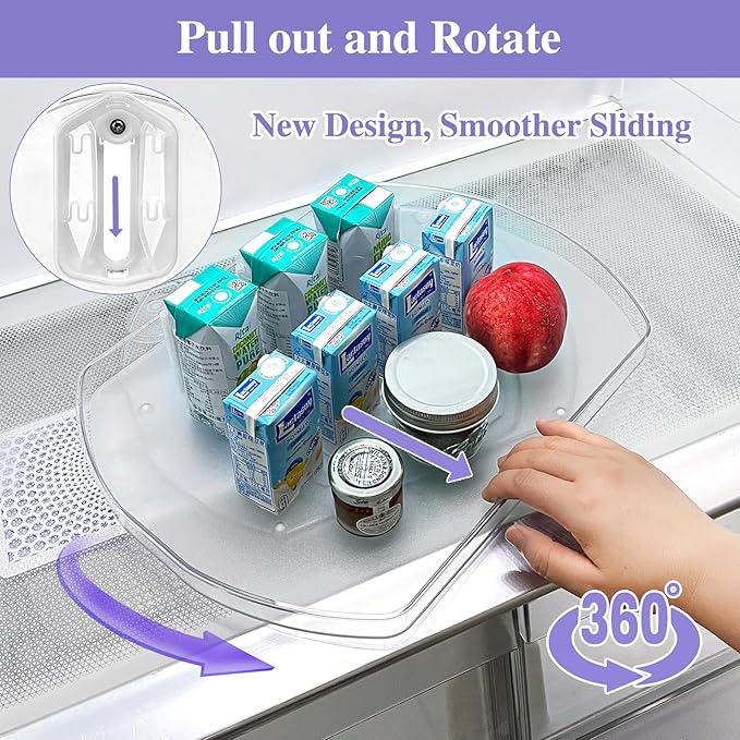 360° Rotating Lazy Susan Turntable - Multifunctional Rectangular Organizer 15.1" x 11.4" for Refrigerator, Cabinet, Pantry, and Kitchen Countertop (4 Pack)