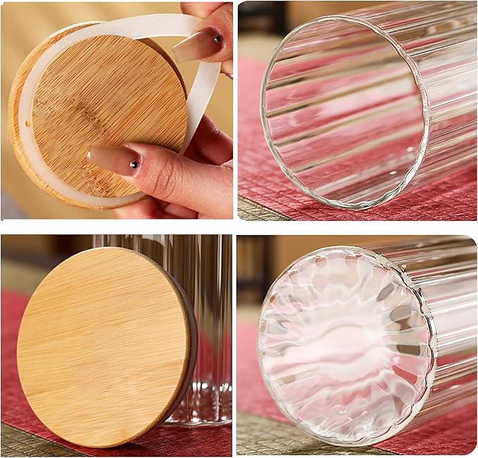 25 FL OZ Airtight Glass Jars with Bamboo Spoons Lids Overnight Oats Container Decorative Coffee Bar Food Storage Jar Cereal Nuts Salts Coffee Tea Flour Sugar Container Spice Jars