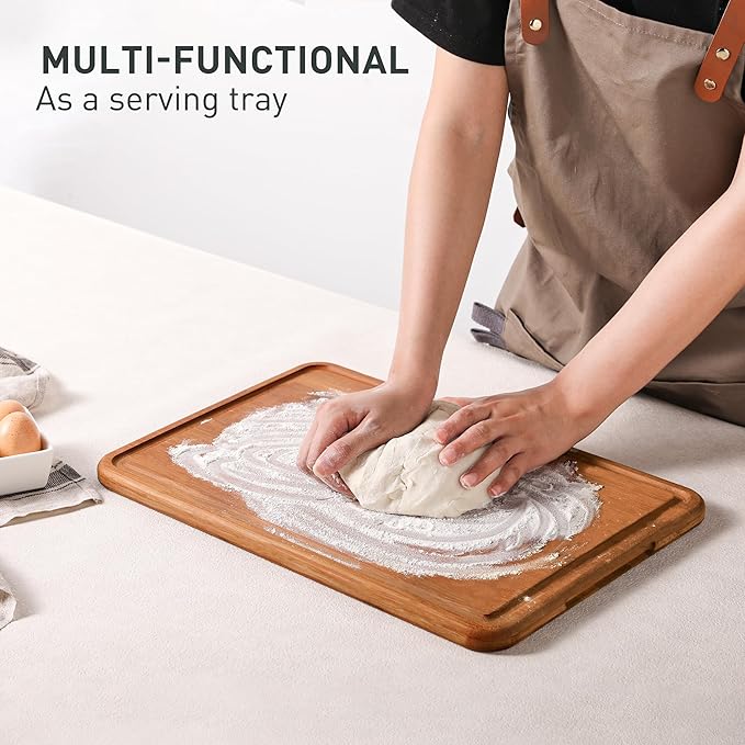 Extra Large Bamboo Cutting Board Over Sink Butcher Block Chopping Board Wooden Cutting Boards Solid Thick Juice Groove Big Xl XXl xlarge Kitchen Counter Organic Meat BBQ Kit(19.5" x 14" x 0.8")