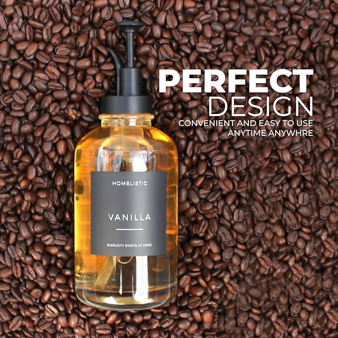 Syrup Dispenser for Coffee Bars, Set of 2 Glass Syrup Bottles with Black Pumps, 16.9 oz 500 ml, Coffee Bar Accessories, Includes Sugar Free Coffee Syrup Labels in Black