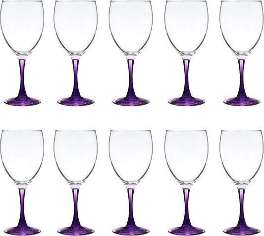DISCOUNT PROMOS Nuance Wine Glasses by ARC 10.5 oz. Set of 10, Bulk Pack - Restaurant Glassware, Perfect for Red Wine, White Wine, Cocktails - Purple