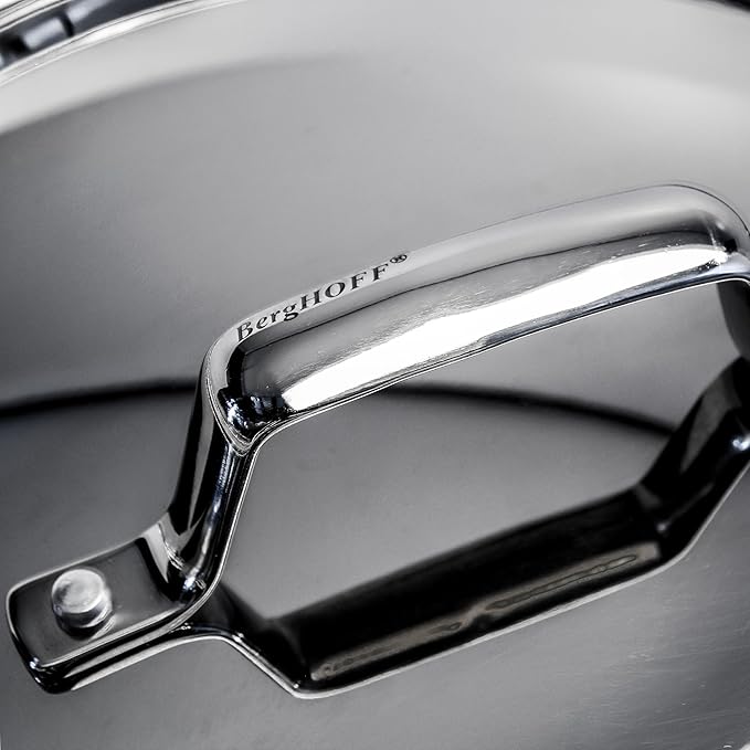 BergHOFF Professional Tri-ply 18/10 Stainless Steel 13Pc Cookware Set With Matching Lid Safe Grip Handle Induction Cooktop Measurement Markings Inside Fast & Even Heat Oven Safe Dishwasher Safe