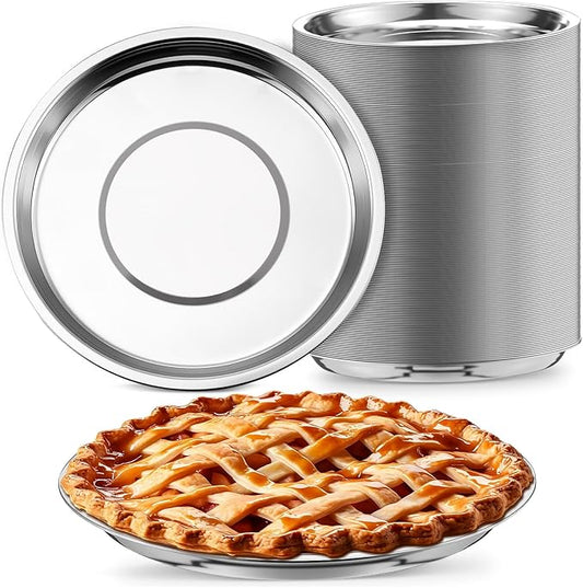 20 Pack 9 Inch Metal Pie Pan Plate Aluminum Steel Pie Tins Bulk Reusable Pizza Pan Weight Steel Standard Version Bakeware Even Heating for Kitchen Pizza Snack Cake