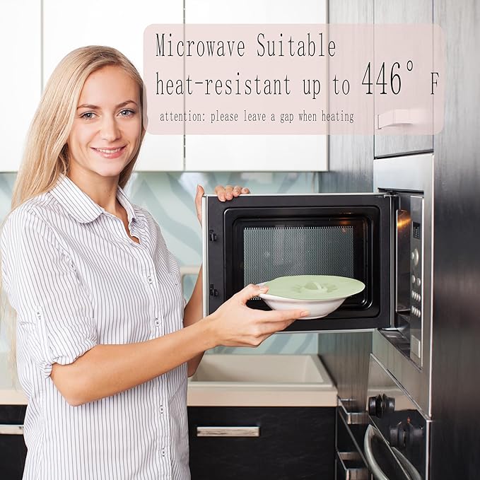 4 Pack 11.8" Silicone Lids for Cups Bowls Plates Pans, Microwave Splatter Cover, Kitchen Containers Lids Cover for Food Storage,Light Green Extra Large