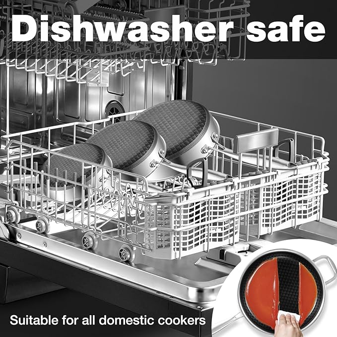 8-10-12 Inch Non Stick Frying Pans, Ceramic Coating NonStick Stainless Steel Pan Set, Tri-Ply Skillets and Pan Set, Induction Cooker Compatible, Cool-Touch Handle, Dishwasher and Oven Safe