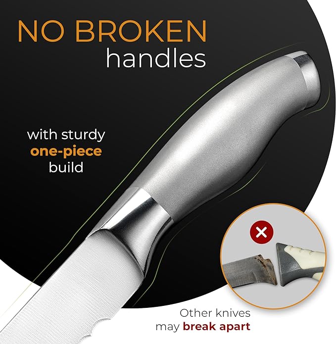 Orblue Serrated Bread Knife with Upgraded Stainless Steel Razor Sharp Wavy Edge Width - Bread Cutter Ideal for Slicing Homemade Bagels, Cake (8-Inch Blade with 5-Inch Handle)