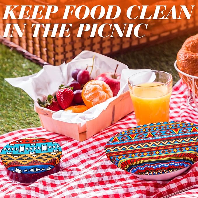 Patelai 10 Pcs Bowl Covers Reusable in 5 Size Stretch Cloth Fabric Elastic Food Storage Bowl Covers Bread Sourdough Lids for Proofing Food Fruits Leftover(Fresh Style)