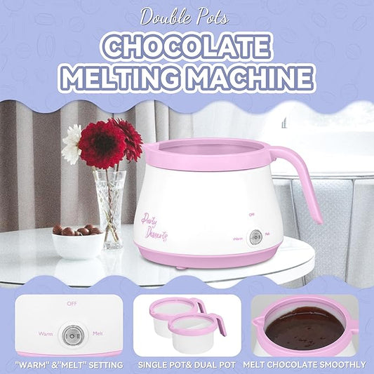 Candy and Chocolate Melting Pot with 2 Pots, Melts Candy Chocolate in a Couple of Minutes, Ideal for Cake Pops Cookies Cakes, 2.5 Cups, Pink