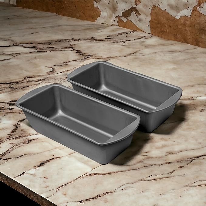 G&S Metal Products OvenStuff HG260 Non-Stick Large Loaf Baking Pan, Set of 2, Gray