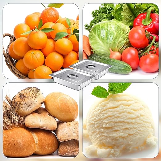 Mifoci Stainless Steam Hotel Pan with Lid, 2-1/2 Inch Deep Steam Table Pan Restaurant Supplies Reusable Anti Rust Catering Storage for Home, Party, Restaurant, Hotel, Buffet(2 Sets,1/2 Size)