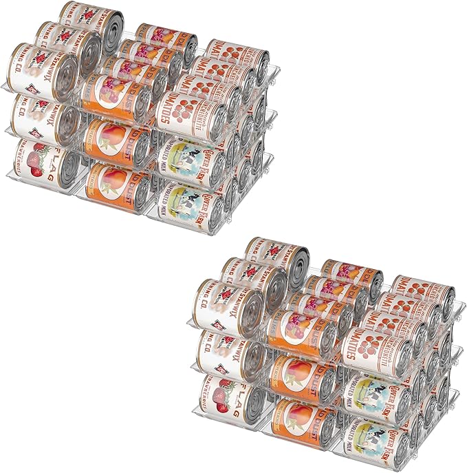 Can Organizer for Pantry Soda Can Organizer Automatic Rolling Food Pantry Storage Rack Can Dispenser for Fridge Holds 72 Cans, Fits 5.8-Inch Soda and Can, Set of 18