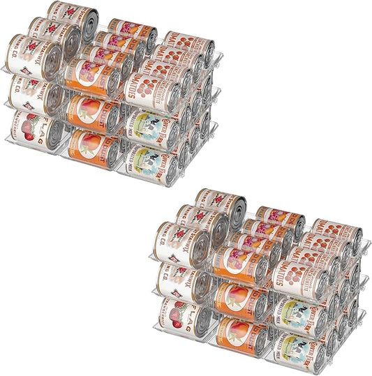 Can Organizer for Pantry Soda Can Organizer Automatic Rolling Food Pantry Storage Rack Can Dispenser for Fridge Holds 72 Cans, Fits 5.8-Inch Soda and Can, Set of 18