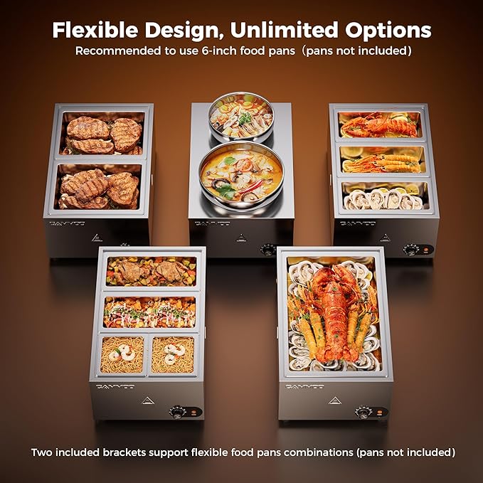 1200W Stainless Steel Electric Soup Warmer 20qt, Bain Marie Pot, Steam Table Food Warmer 86~185°F Adjustable Temp, Commercial Soup Kettle for Catering Restaurant Buffet