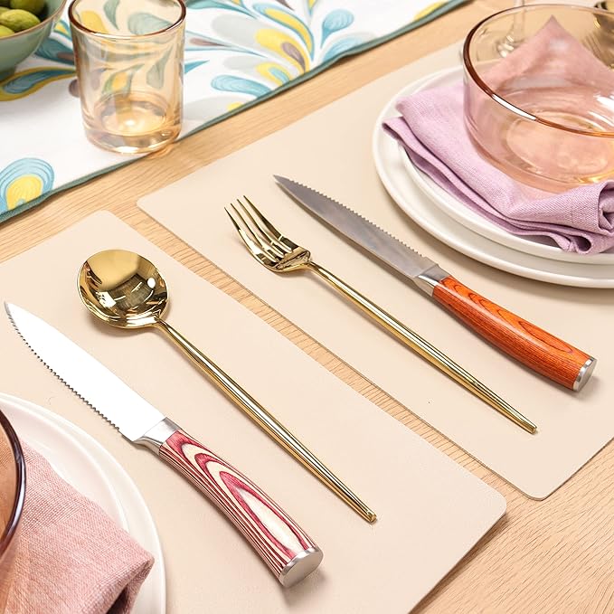 Serrated Steak Knives Set of 8, Stainless Steel Steak Knife Set with Pakkawood Handle, Fine Sharp Edge Dinner Knife with Gift Box, Steak Cutlery Set for Home Party