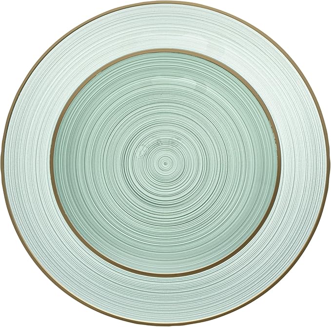 Restaurantware Plastic Plates 200 Pcs 7.13" and 10" Combo Gold Rimmed Plate Set Disposable Heavy-Duty Green Translucent Rippled Plastic Dinner Servers for Party, Weddings, Salads, Desserts